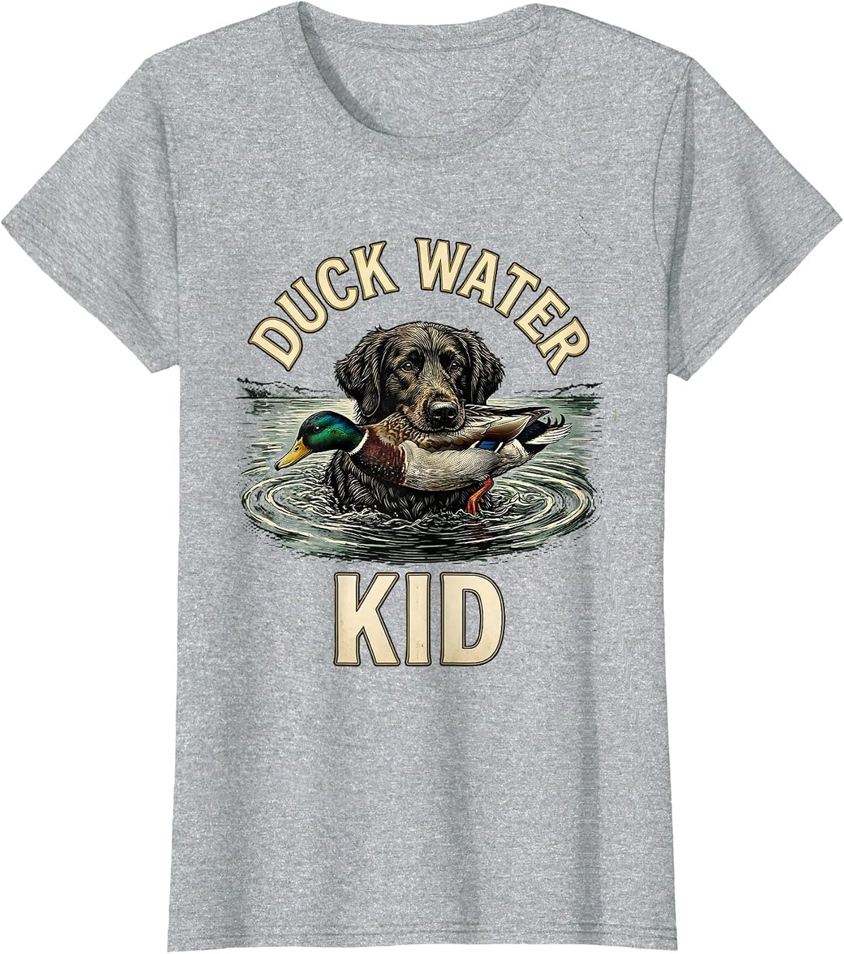 Duck Water Kid Vintage Hunting Retriever Waterfowl Pride T-Shirt - Heather Grey