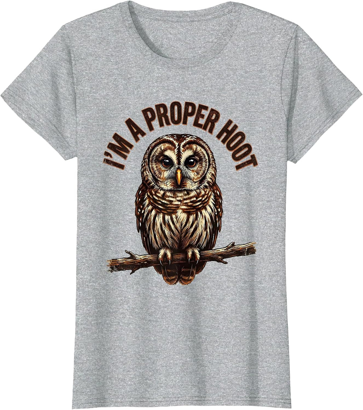 I'm A Proper Hoot Vintage Owl Bird Lover Humor Gift T-Shirt - Heather Grey