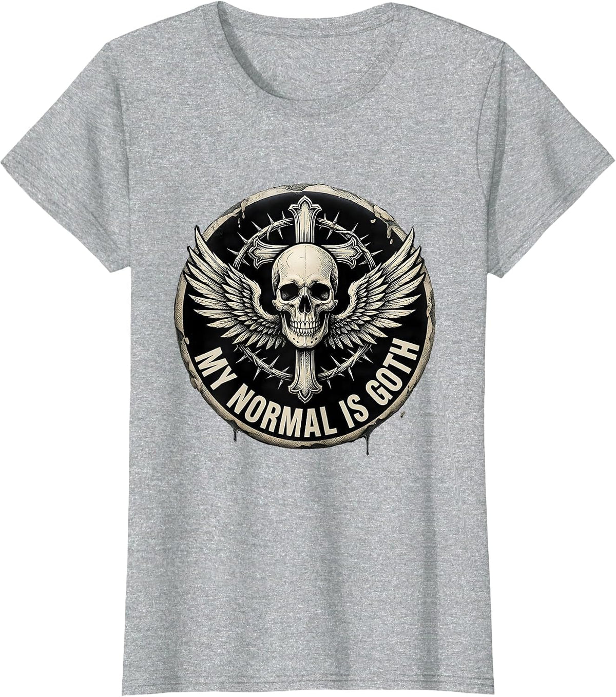 My Normal Is Goth Monochromatic Skull Cross Alt Streetwear T-Shirt - Heather Grey