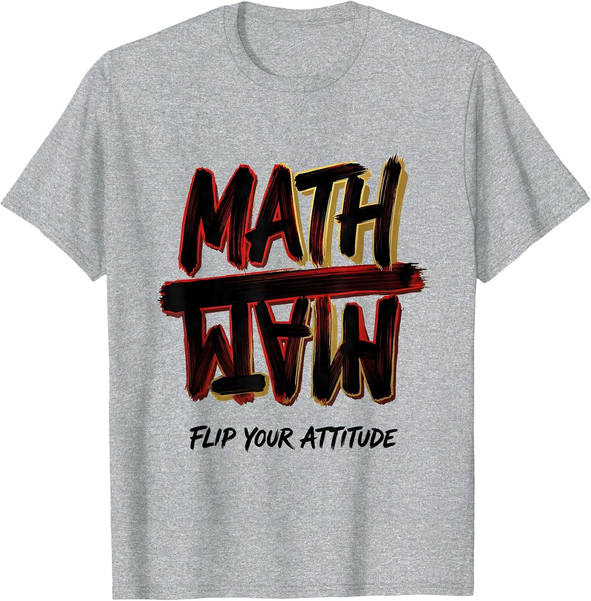 Men's Math Flip Your Attitude Funny Math Teacher Nerd Pun Humor T-Shirt - Heather Grey