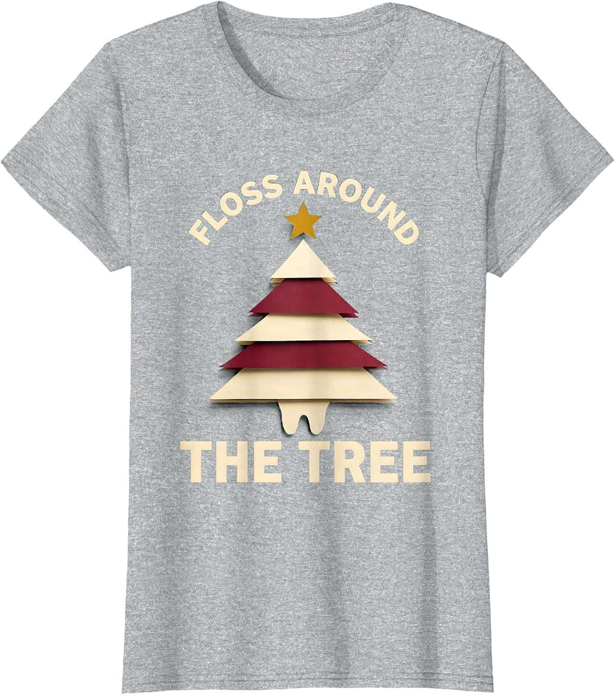 Floss Around The Tree Funny Dental Christmas Dentist Dental T-Shirt - Heather Grey