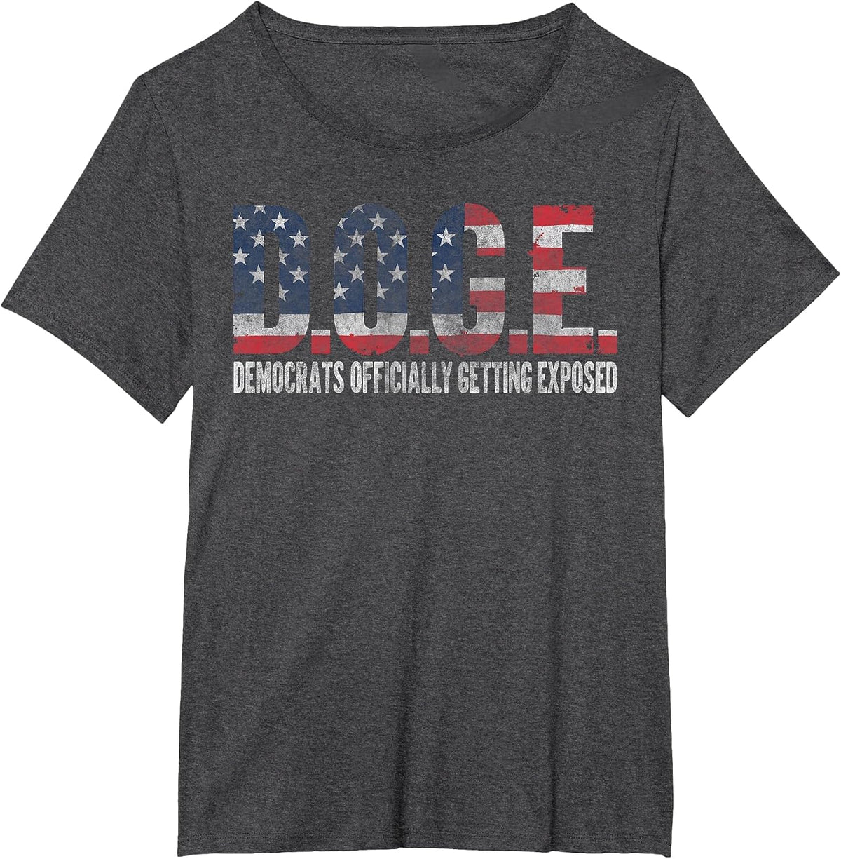 Vintage Retro Doge Democrats Exposed USA Flag Graphic Design T-Shirt - Dark Heather Grey