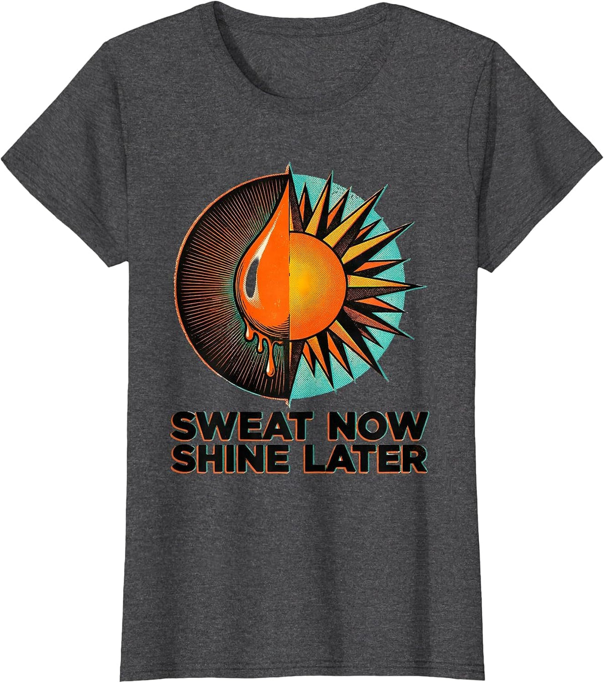 Women's Sweat Now Shine Later Athleisure Motivational Design T-Shirt - Dark Heather Grey