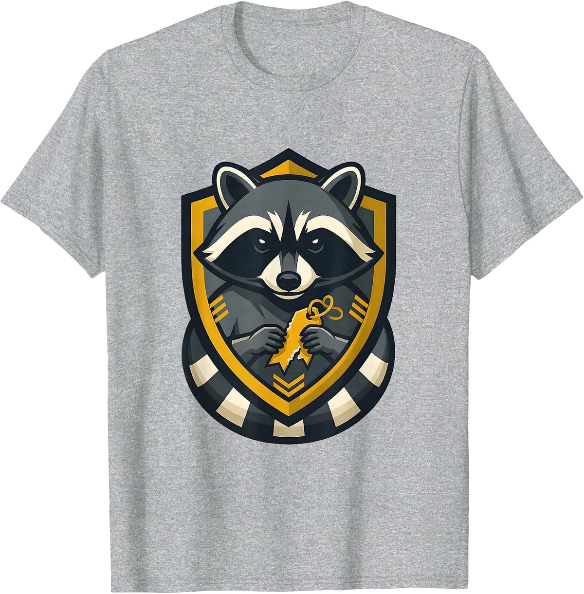 Men's Trash Panda Raccoon Mascot Logo Funny Humor T-Shirt - Heather Grey