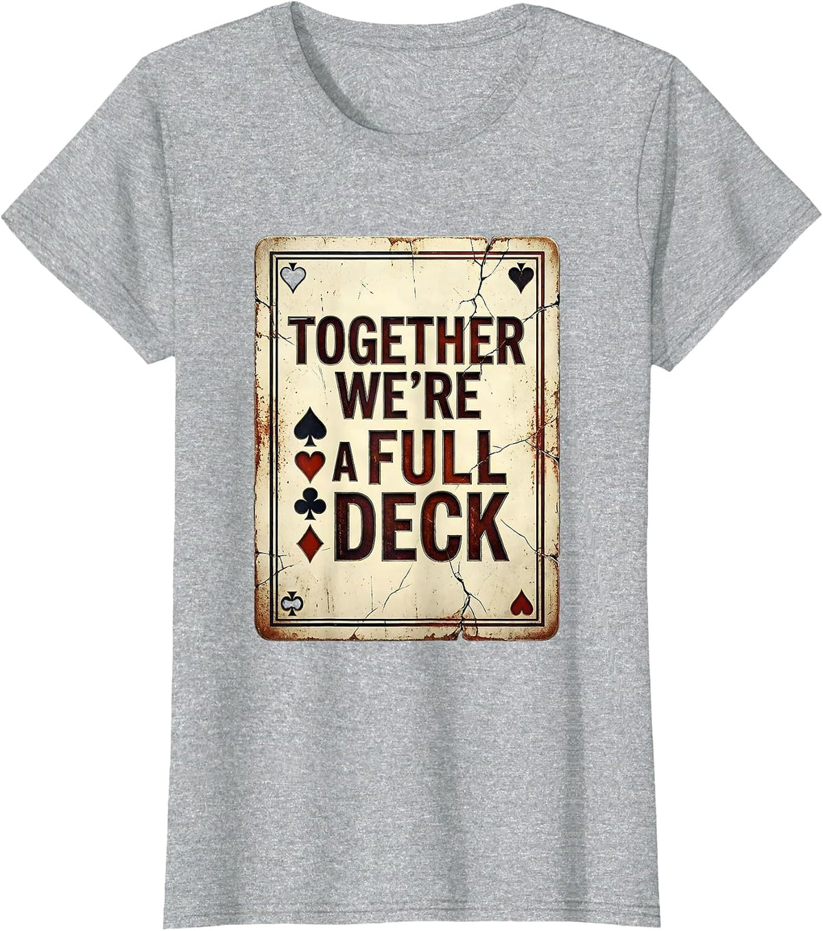 Together We're A Full Deck Distressed Poker Couple Halloween T-Shirt - Heather Grey