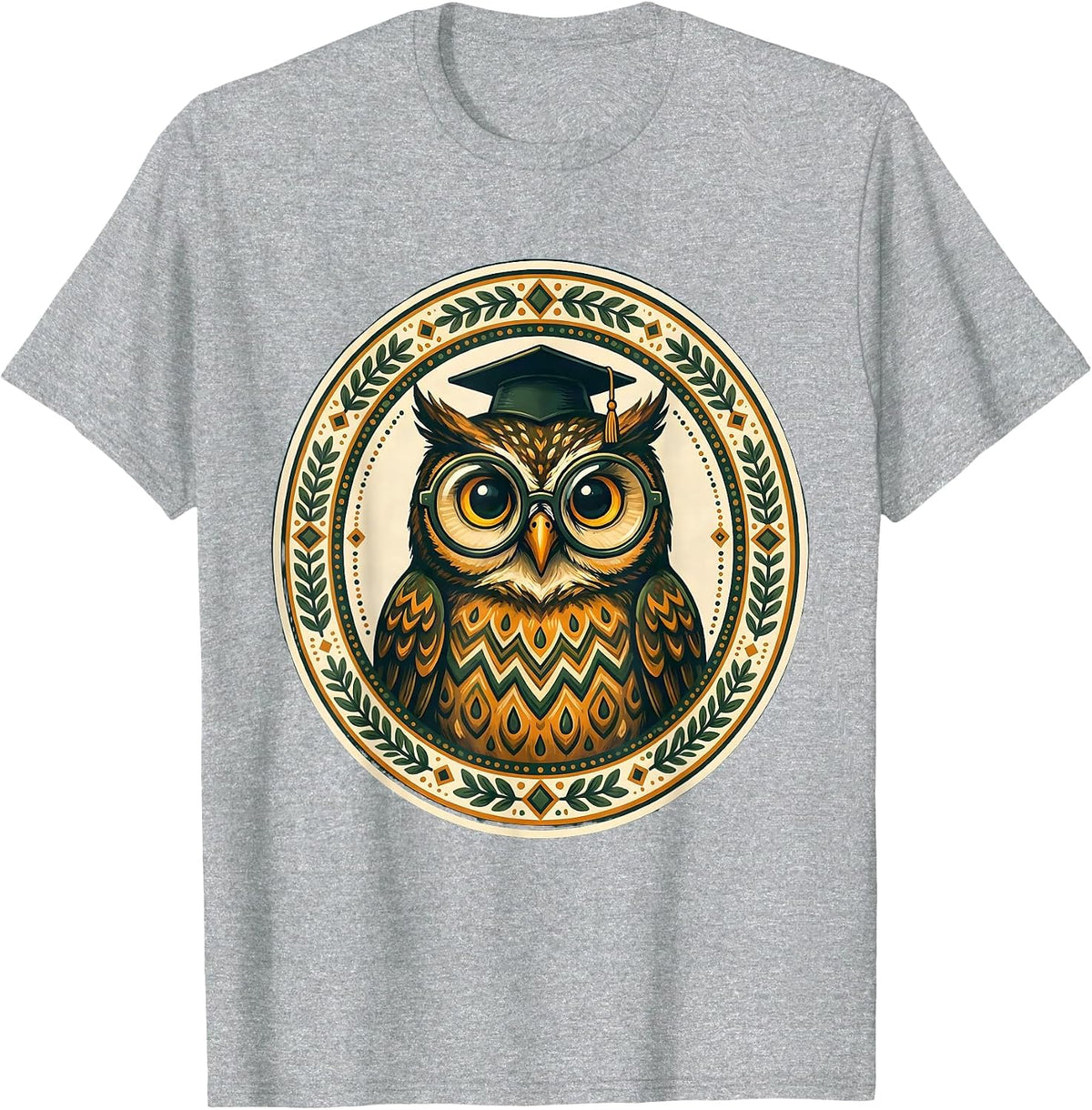 Men's Wise Owl English Teacher Graduation Cap Design T-Shirt - Heather Grey