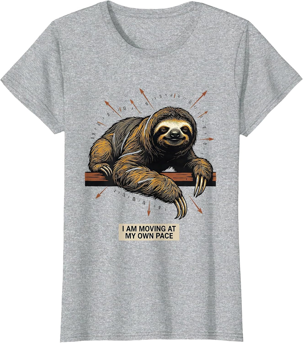 Women's I Am Moving At My Own Pace Funny Sloth Lover Animal Humor T-Shirt - Heather Grey