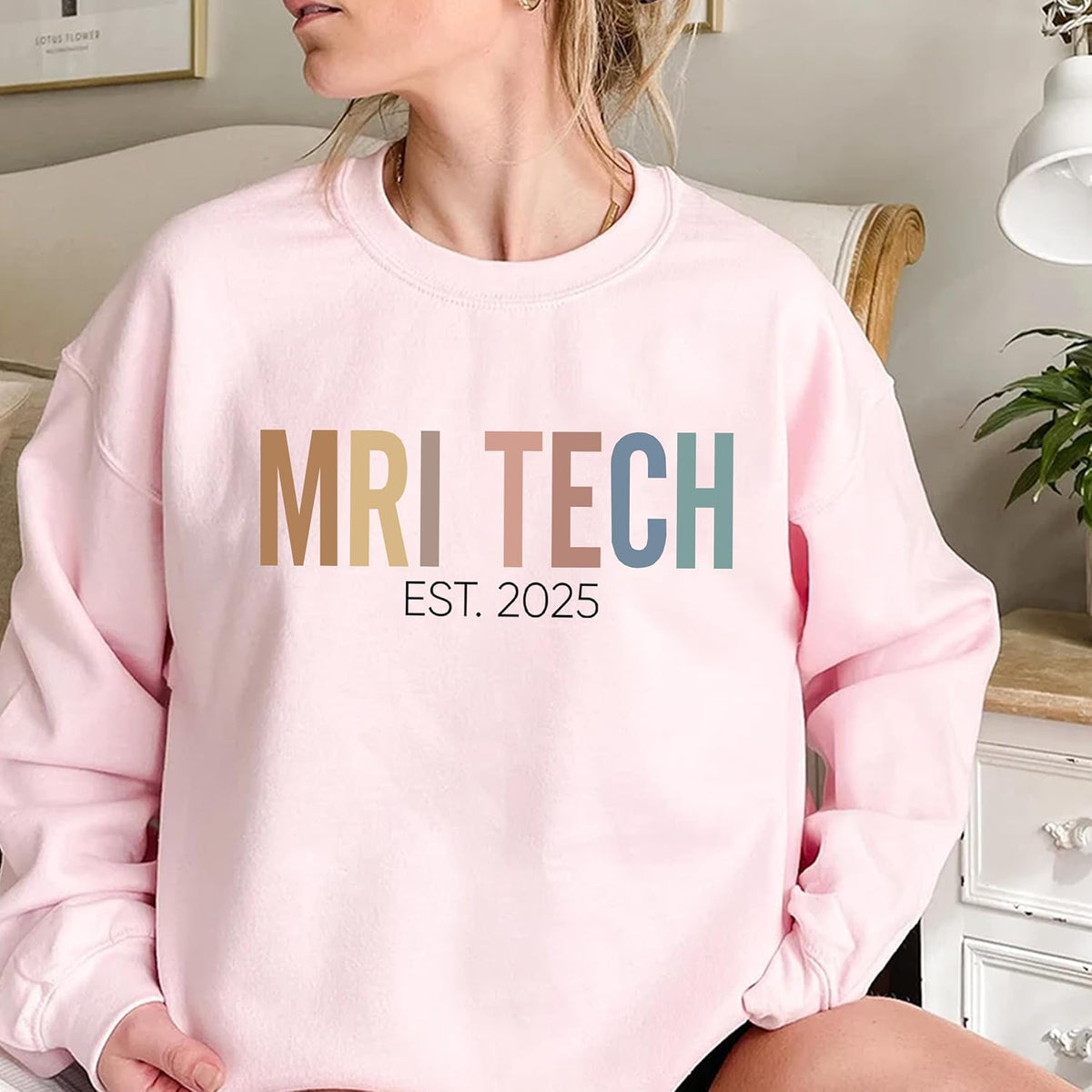 Personalized MRI Tech Sweatshirt, Custom Radiology Shirt, MRI Technician Gift, Gift for Imaging Specialist - size chart