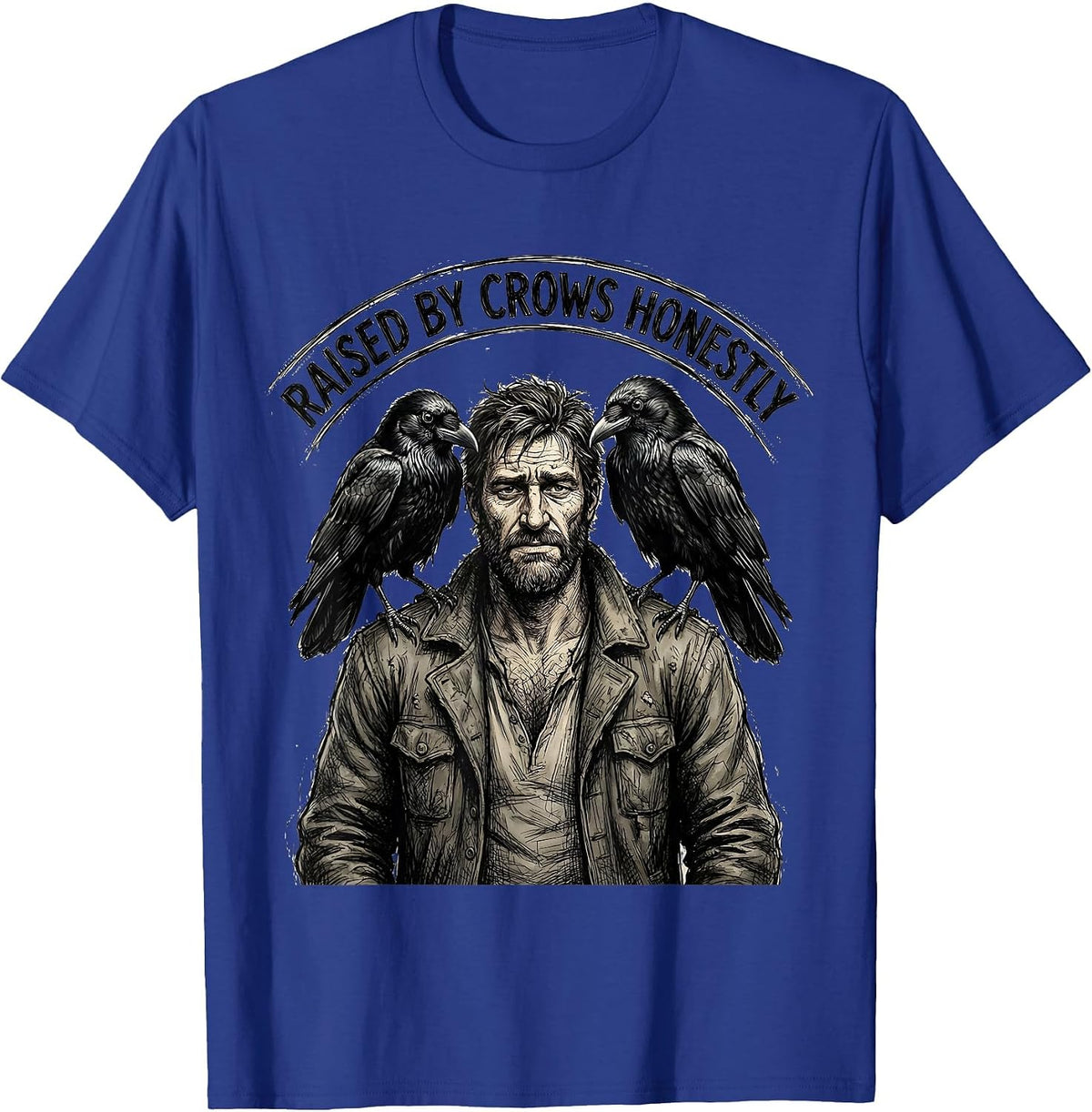 Men's Raised by Crows Funny Crow Lover Design T-Shirt - Royal Blue