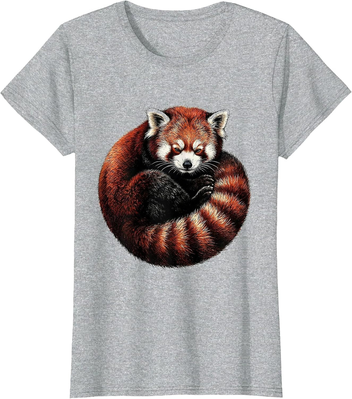 Red Panda Cozy Curl Funny Animal Lover Gift T-Shirt - Heather Grey