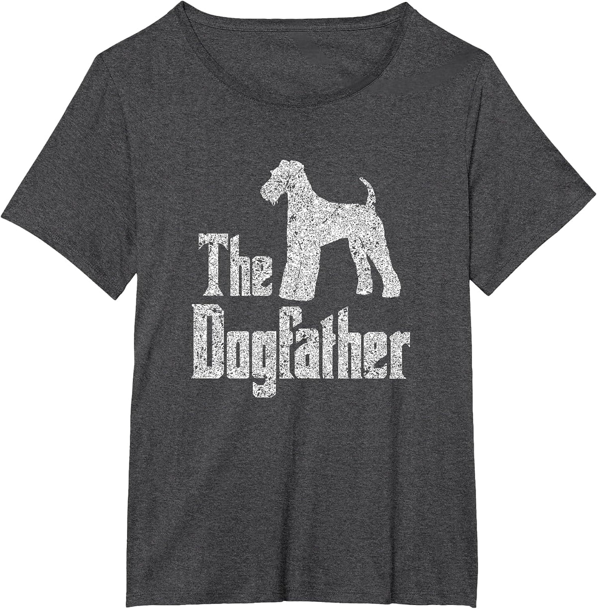 The Dogfather T-Shirt, Airedale Terrier Silhouette Funny Dog T-Shirt - Dark Heather Grey