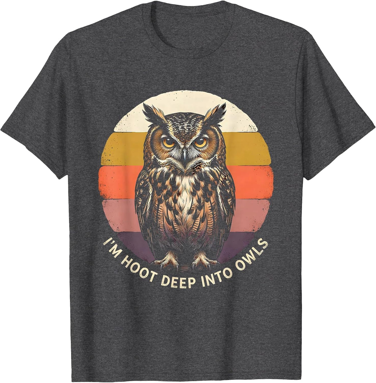 Men's I'm Hoot Deep Into Owls Funny Owl Lover Vintage Bird Humor T-Shirt - Dark Heather Grey