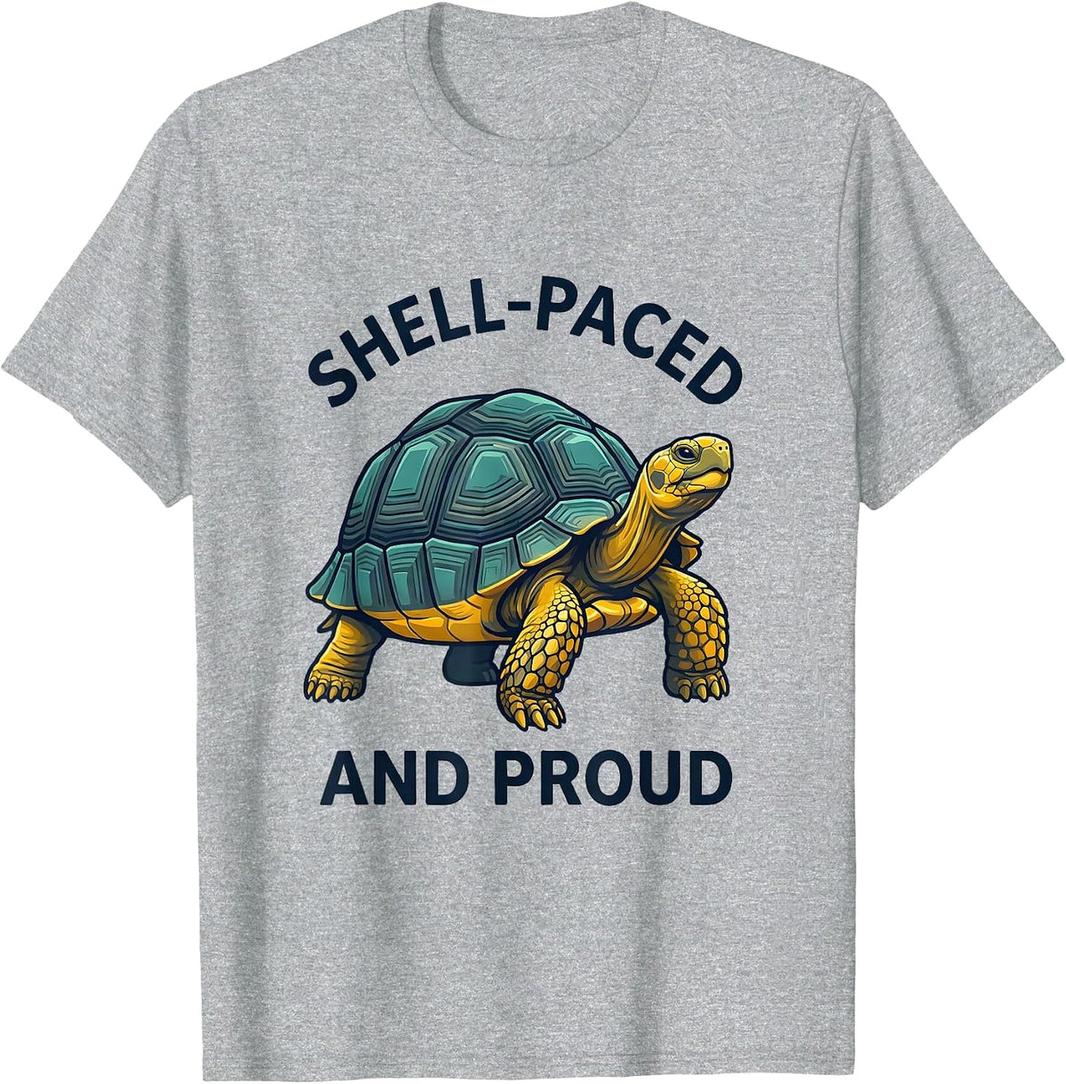 Men's Shell-Paced And Proud Funny Turtle Lover Reptile Novelty T-Shirt - Heather Grey