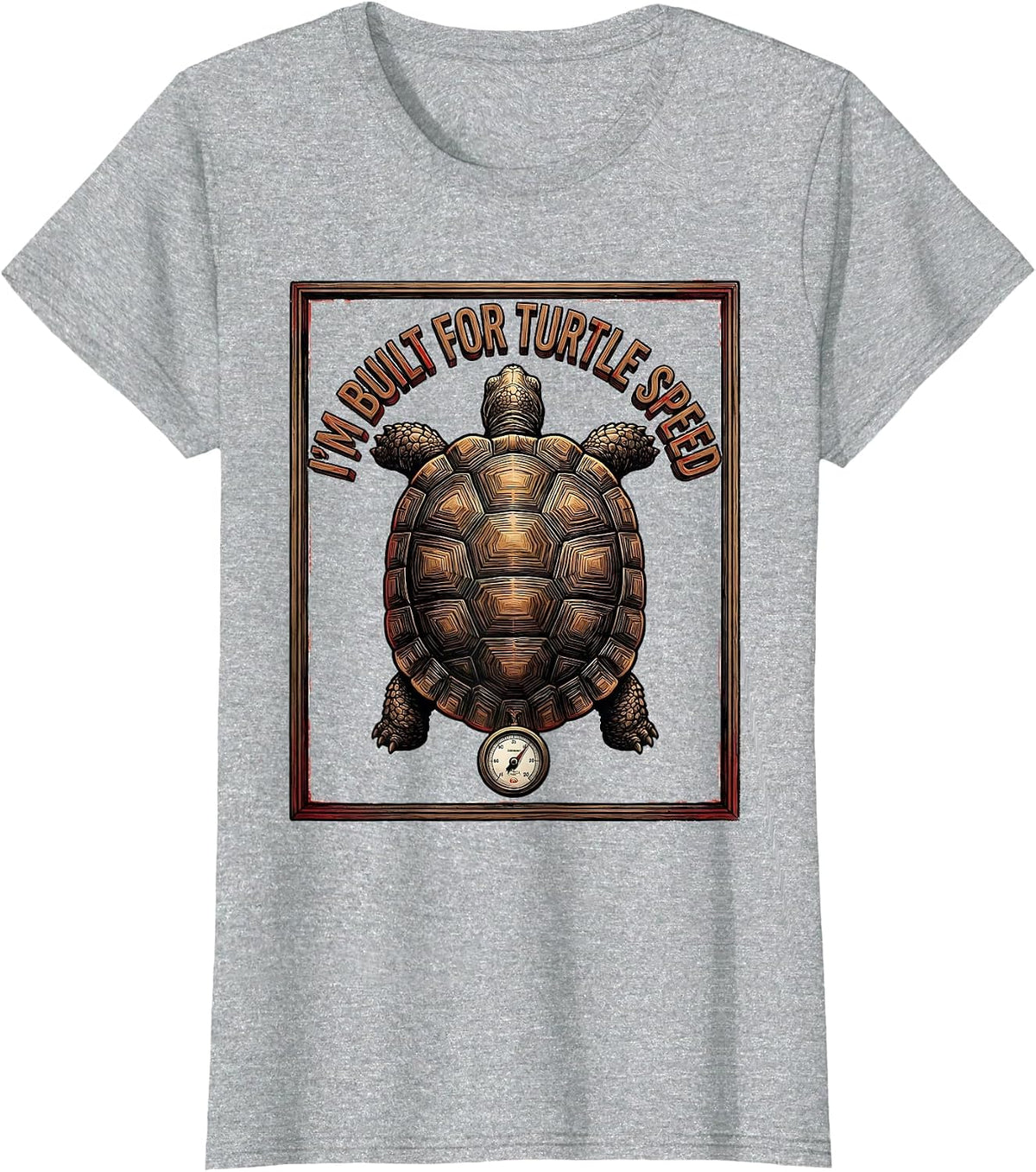 Women's I’m Built For Turtle Speed Funny Turtle Lover Wood Type T-Shirt - Heather Grey
