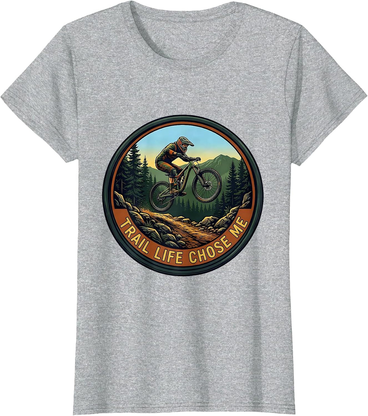 Trail Life Chose Me Mountain Bike Design T-Shirt - Heather Grey