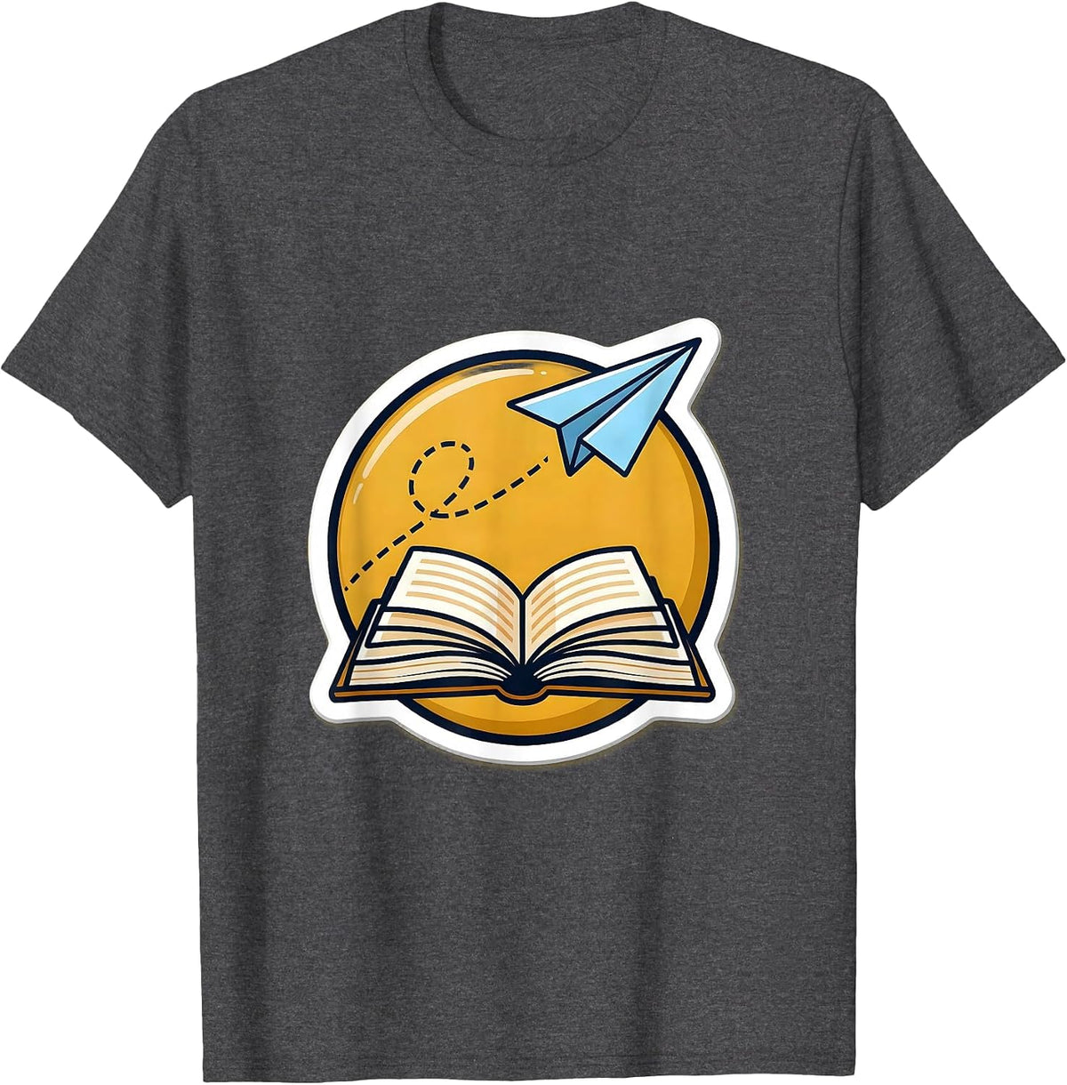 Paraprofessional Open Book Paper Airplane Design T-Shirt - Dark Heather Grey