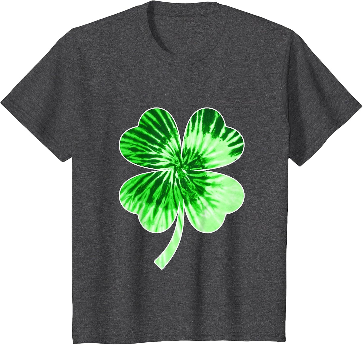 Nn Green Tie Dye Shamrock Four Leaf Clover for Irish T-Shirt - Dark Heather Grey