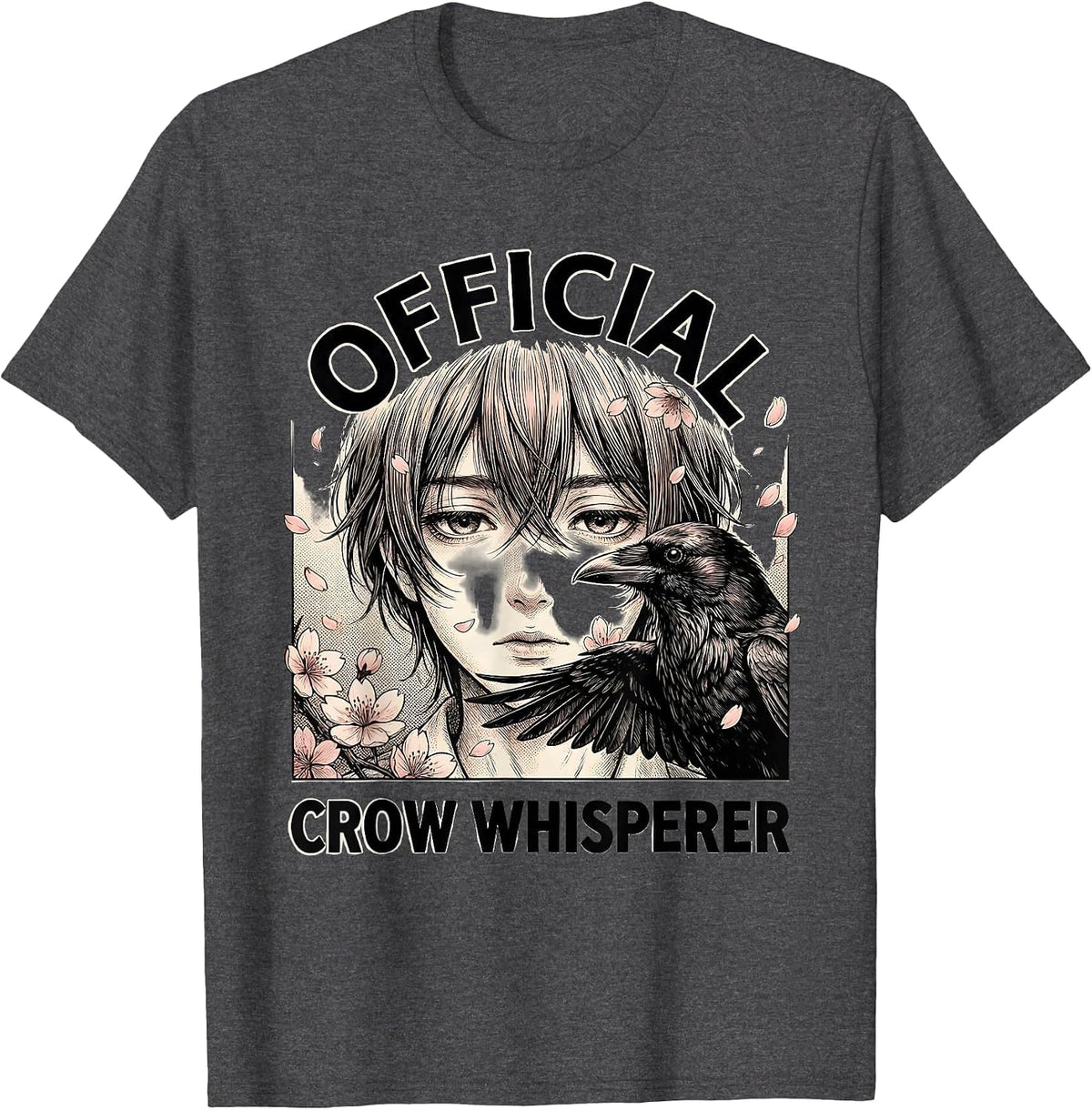 Official Crow Whisperer Bird Lover Design T-Shirt - Dark Heather Grey