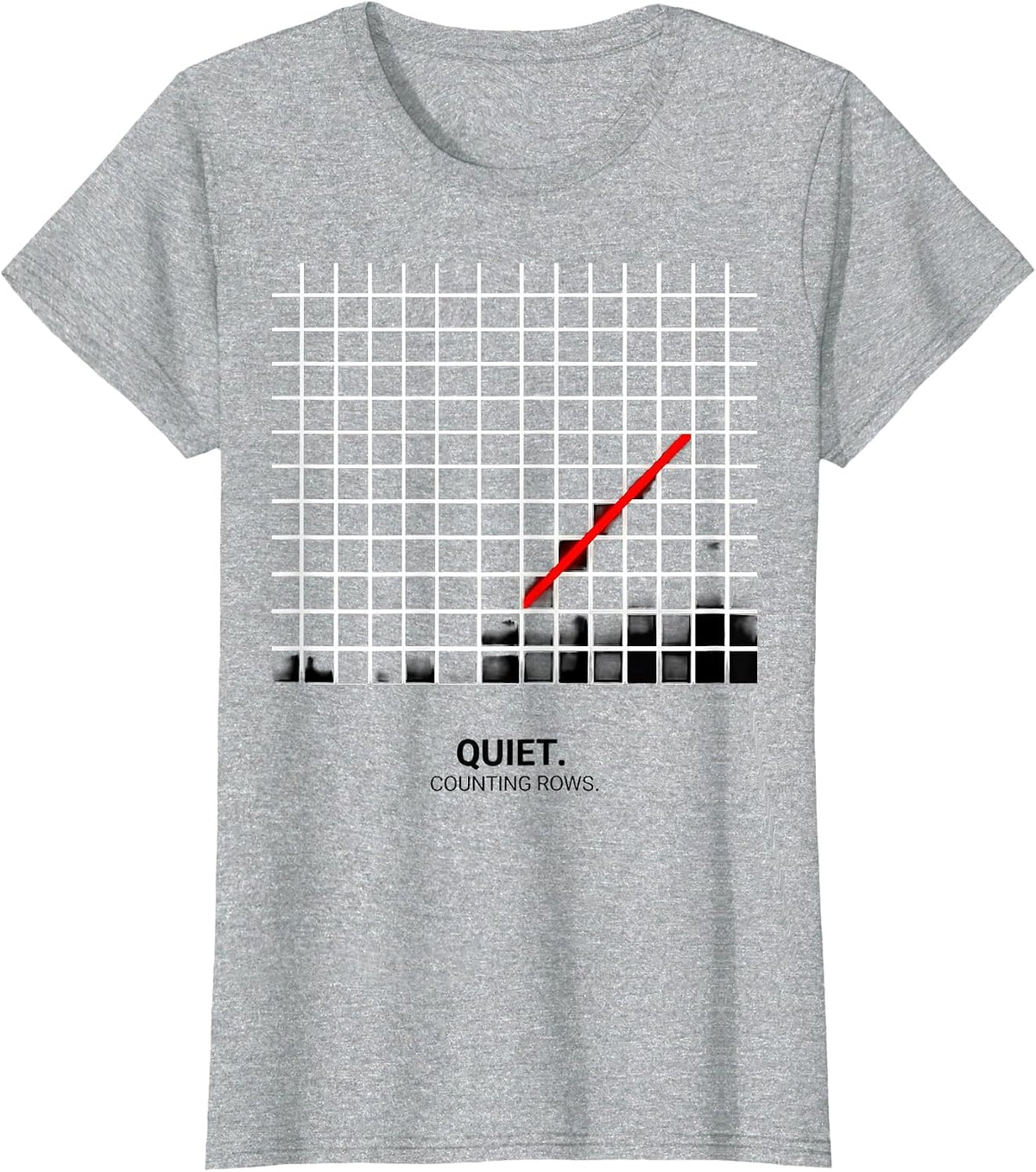 Women's Quiet Counting Rows Funny Crochet Knitting Yarn Craft Humor T-Shirt - Heather Grey