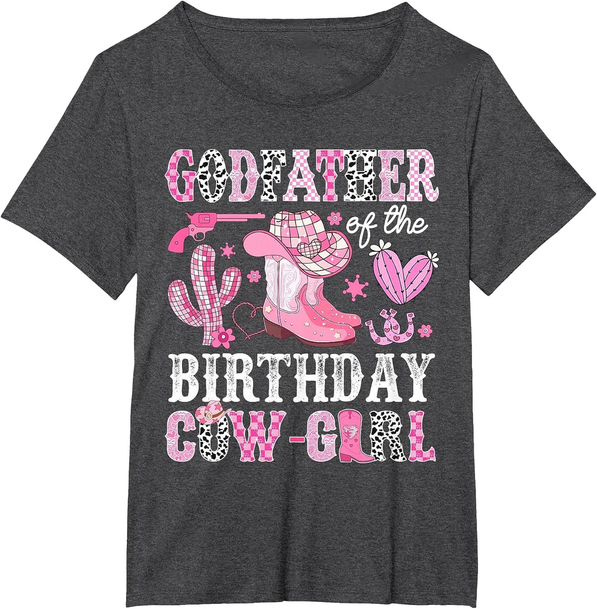 Godfather of The Birthday Cow-Girl Rodeo Cowgirl Bday T-Shirt - Dark Heather Grey
