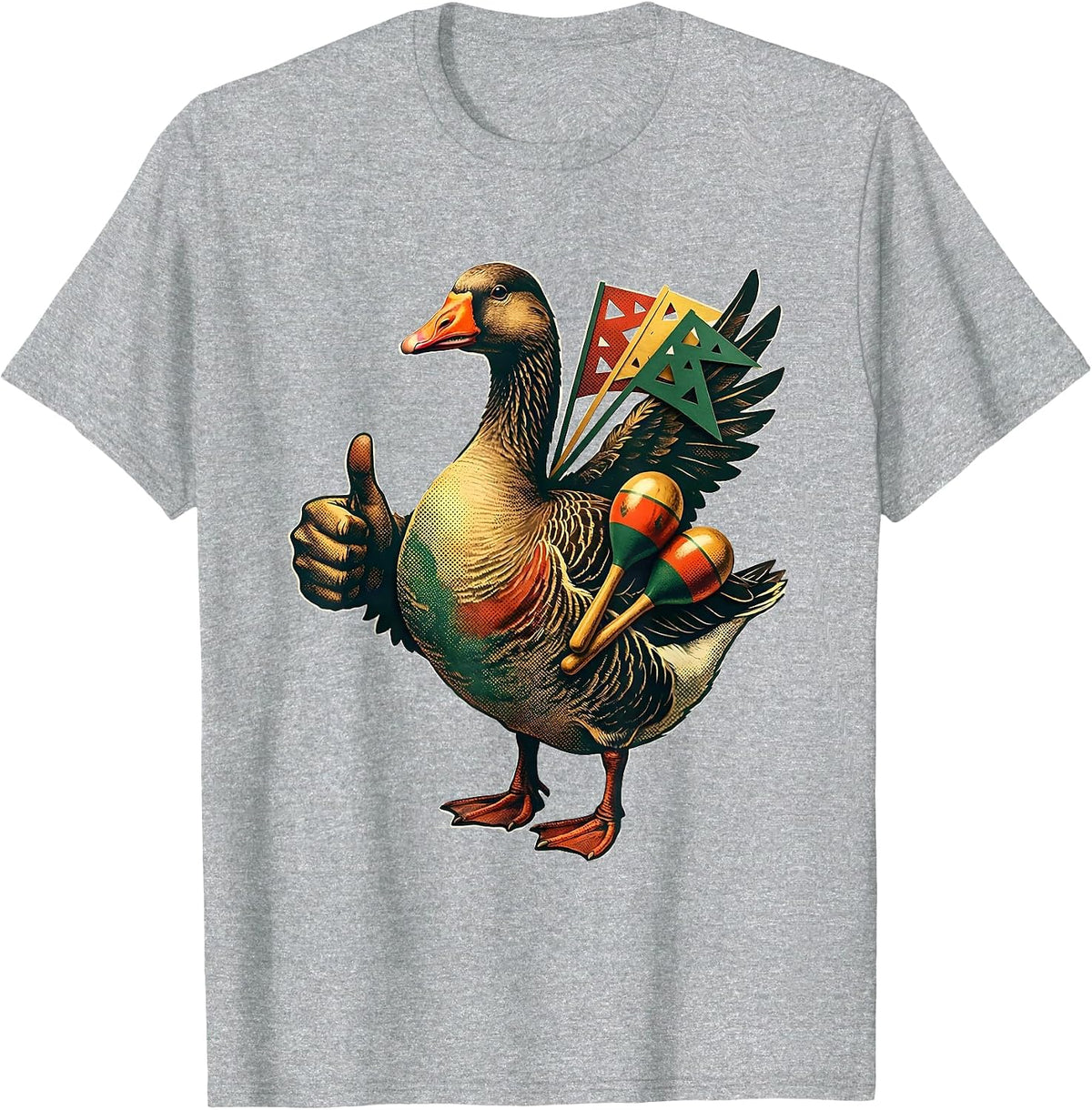 Men's Broad Goose Thumbs-Up Mexican Spanish Pun Humor T-Shirt - Heather Grey