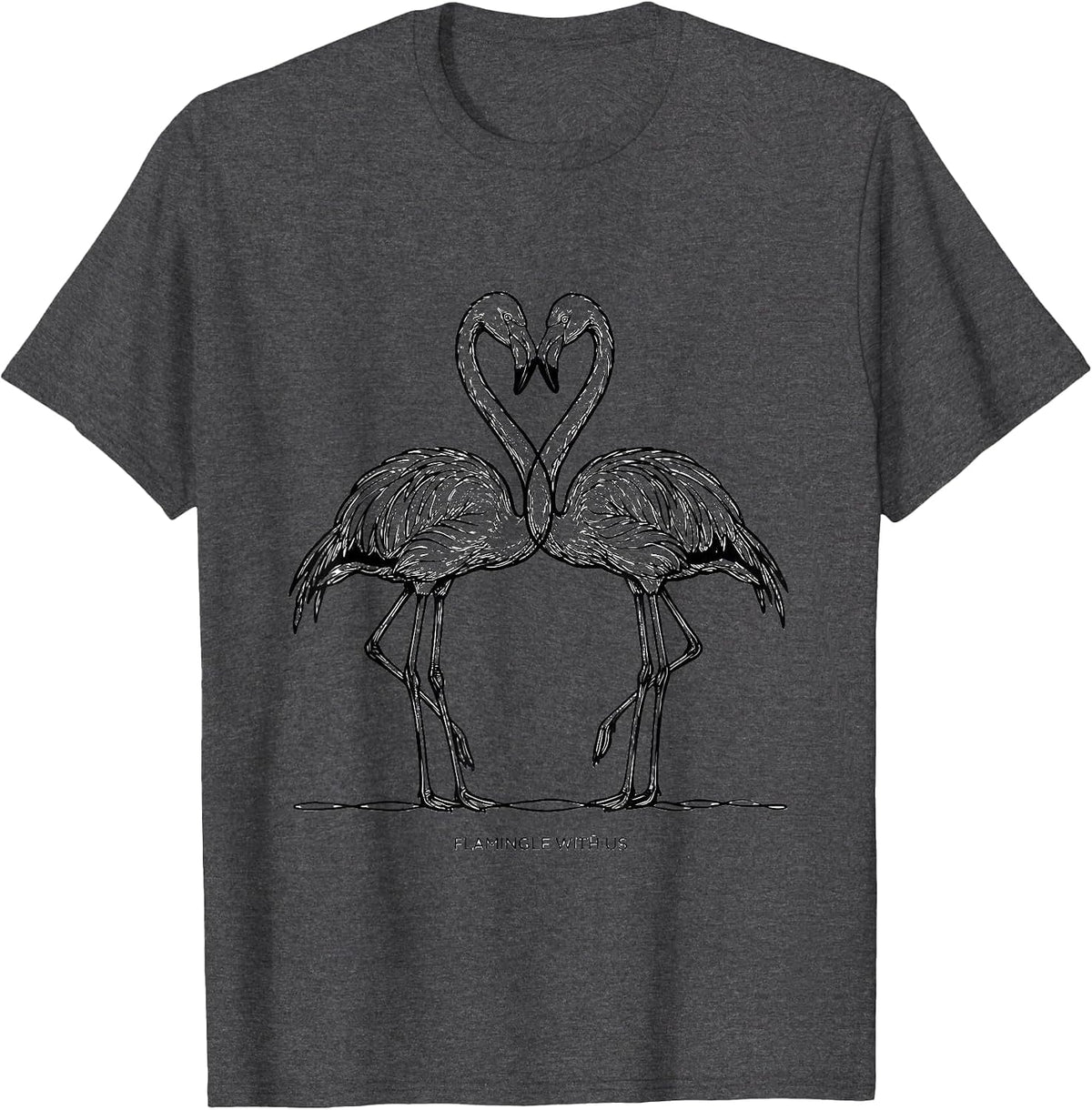 Flamingle With Us Funny Flamingo Lover Novelty Gift T-Shirt - Dark Heather Grey