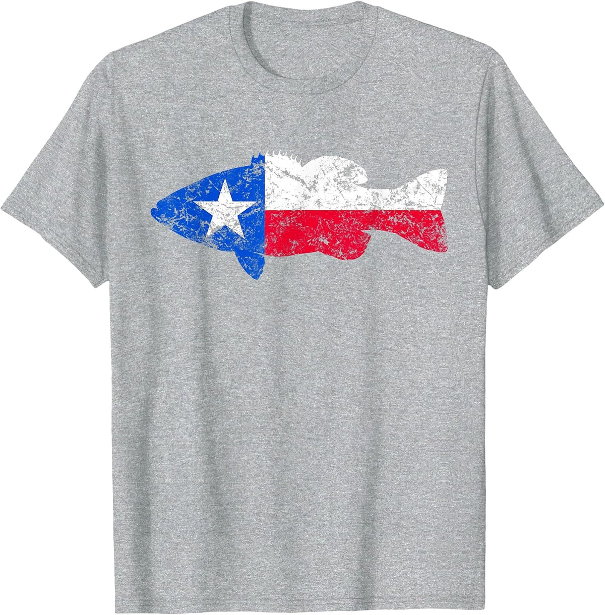 Texas Flag Smallmouth Bass Fishing T-Shirt T-Shirt - Heather Grey