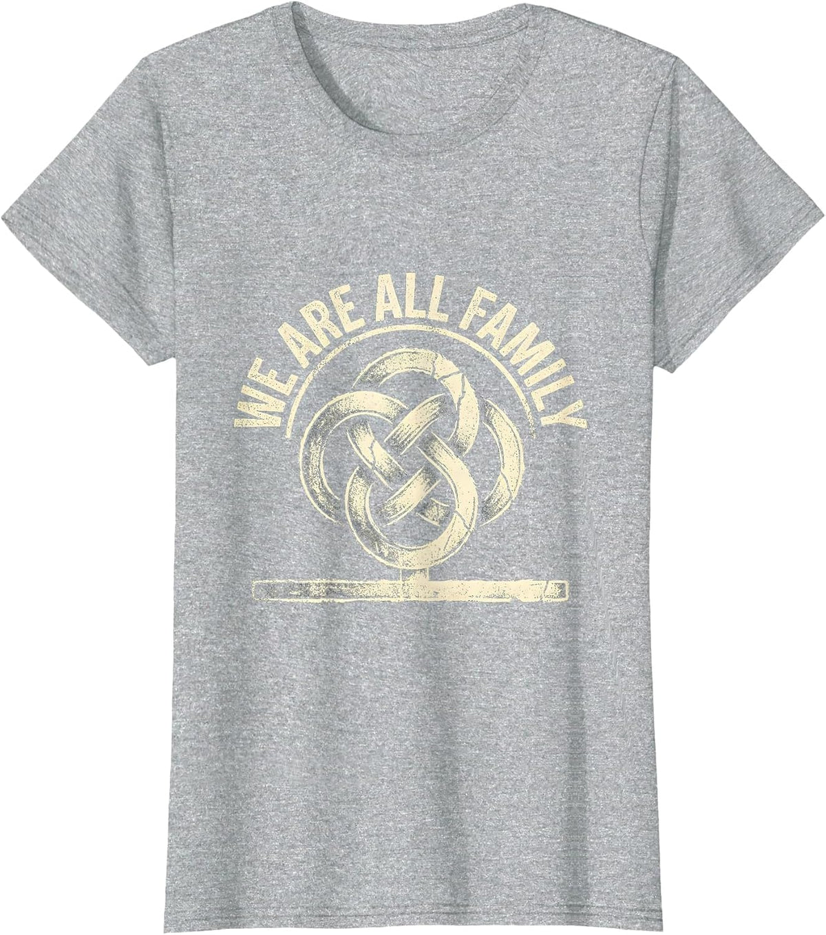Women's We Are All Family Rubber Stamp Family Reunion Matching Group T-Shirt - Heather Grey