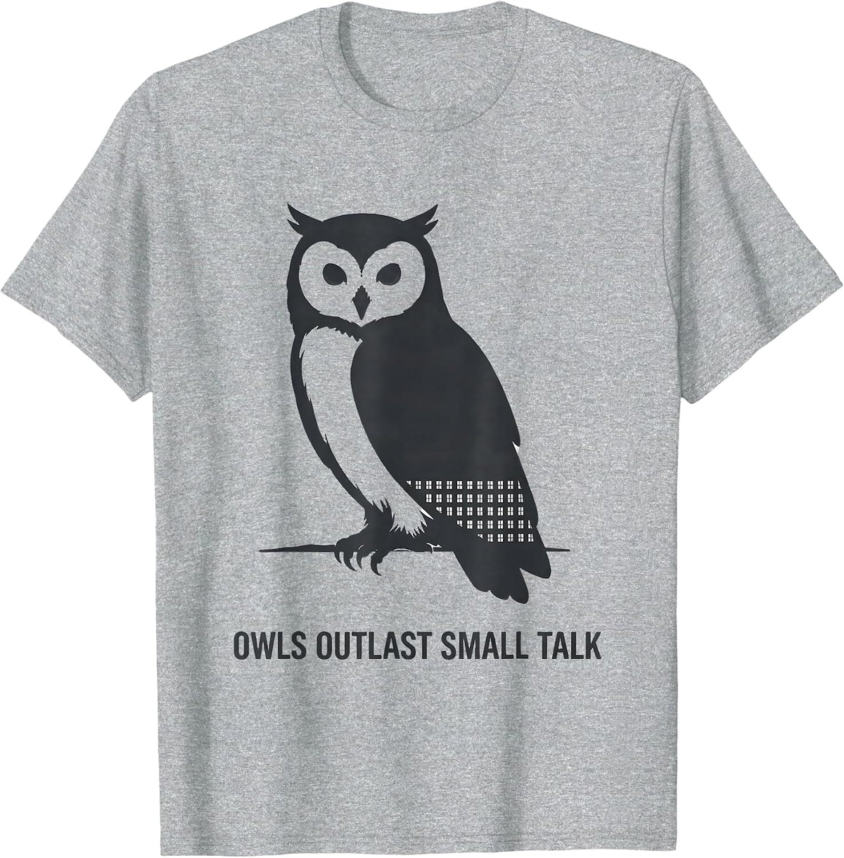 Men's Owls Outlast Small Talk Vintage Forest Wildlife Nature Retro T-Shirt - Heather Grey