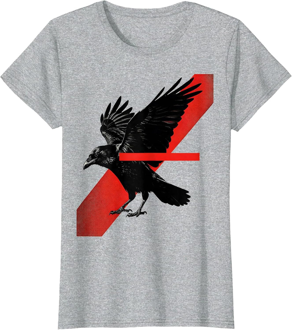 Women's Crow Silhouette Dark Humor Gothic Raven Bird Lover T-Shirt - Heather Grey