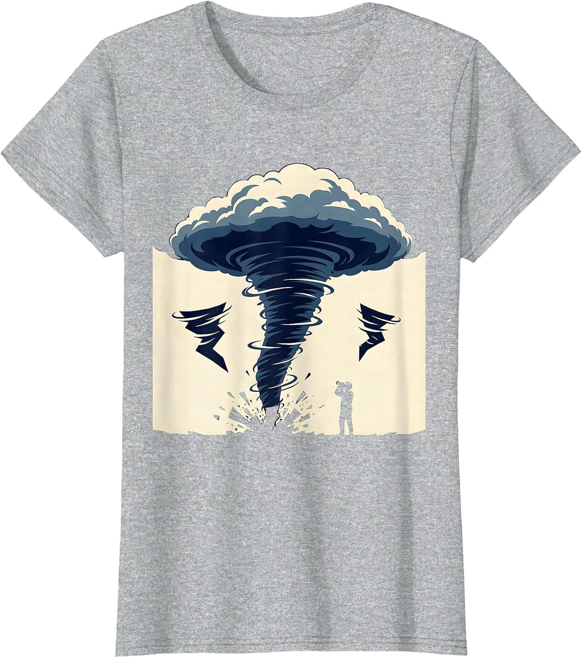 Tornado Silhouette Storm Chaser Meteorology Humor T-Shirt - Heather Grey