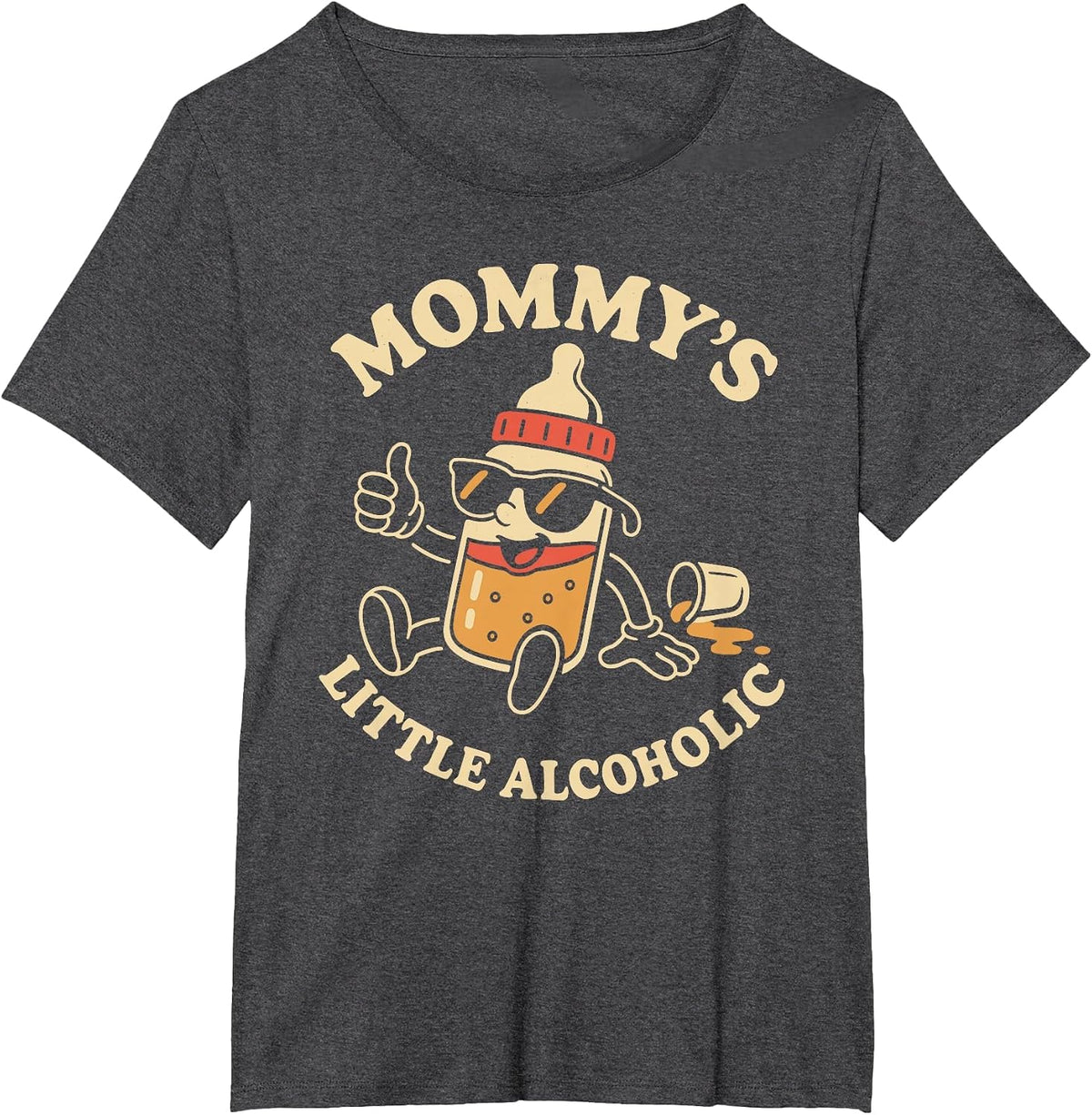 Mommy's Little Alcoholic Funny Drinking Drunk Alcohol Joke T-Shirt - Dark Heather Grey