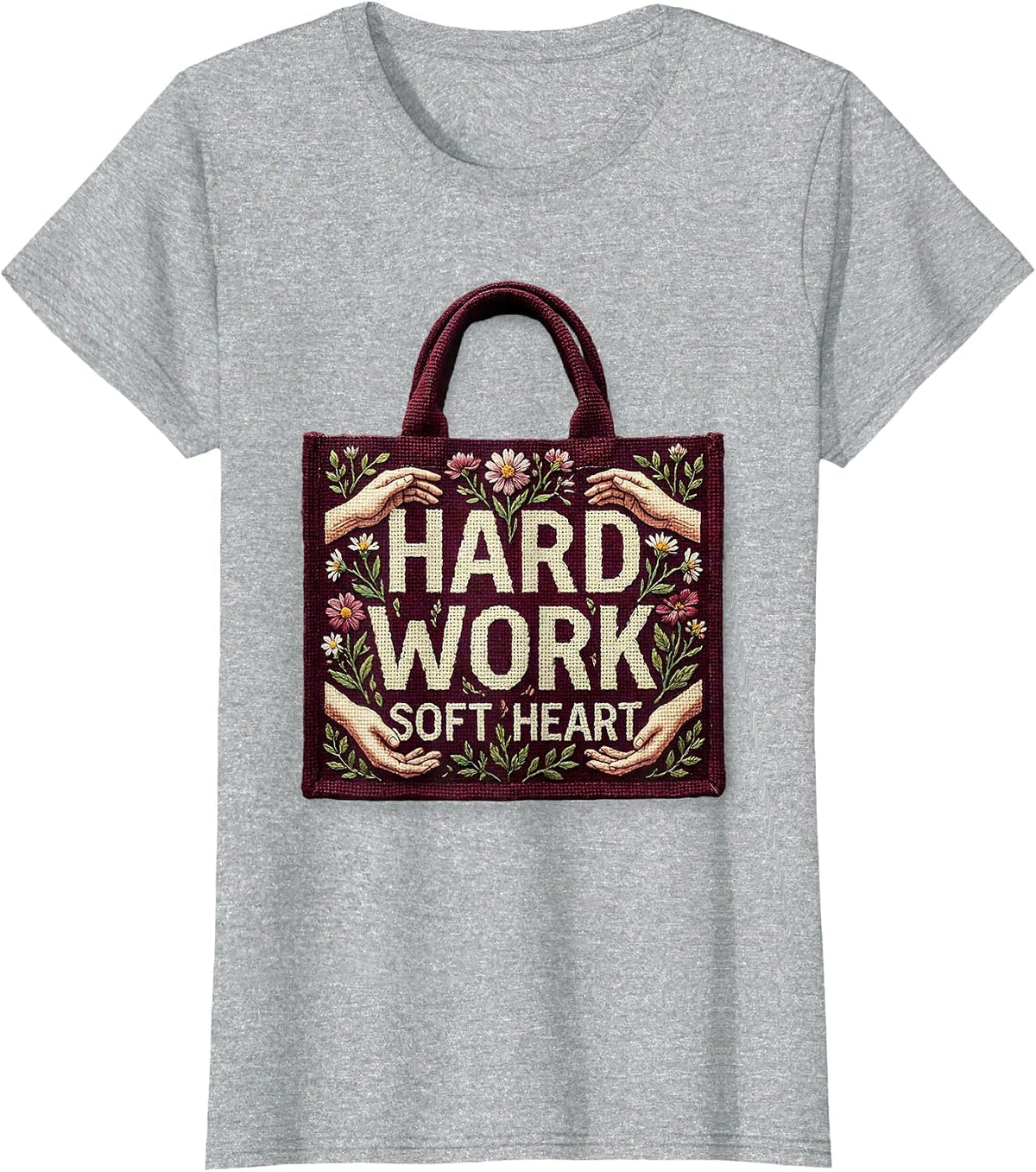 Women's Hard Work Soft Heart Social Worker Design T-Shirt - Heather Grey