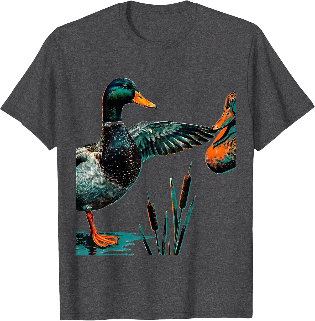 Mallard Duck Hunting Humor Dad Gift T-Shirt - Dark Heather Grey