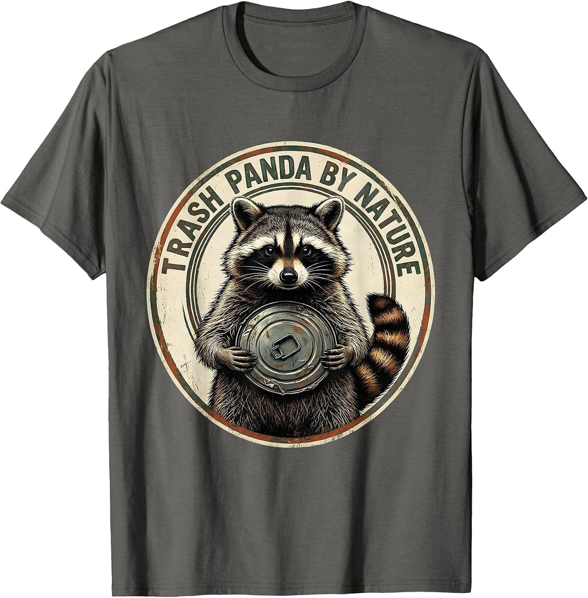 Trash Panda By Nature Vintage Raccoon Sarcastic Humor T-Shirt - Asphalt Grey