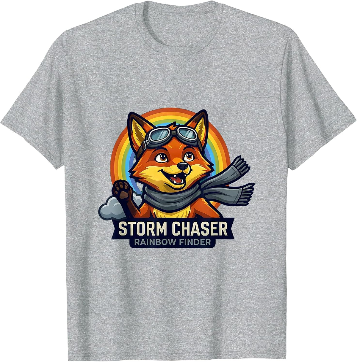 Storm Chaser Rainbow Finder Colorful Design T-Shirt, Men, Heather Grey, Small - As Pictured