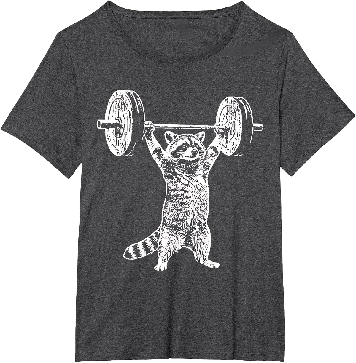 Vintage Retro Weight Lifting Gym Raccoon Deadlift Funny T-Shirt - Dark Heather Grey