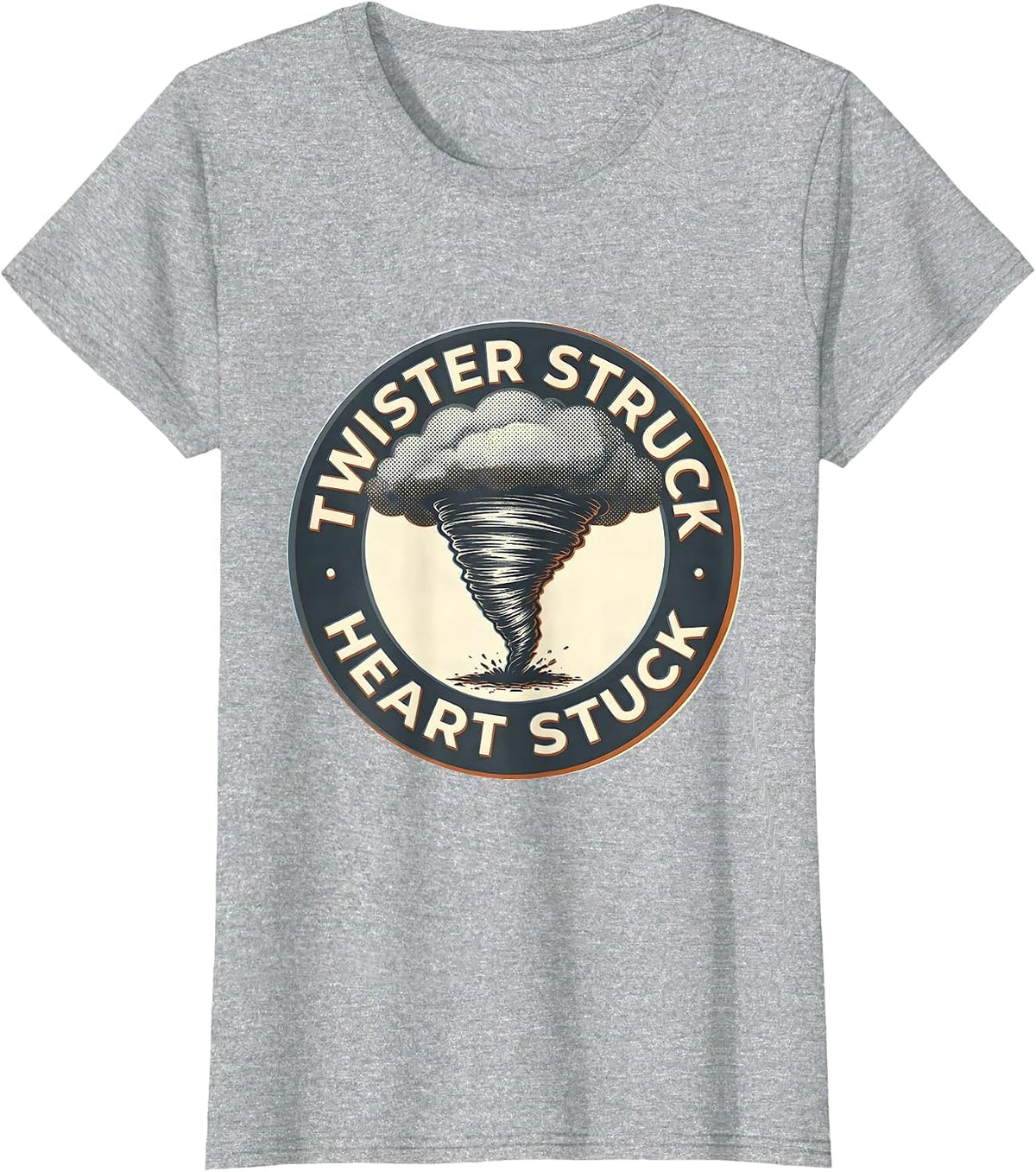 Twister Struck Heart Stuck Storm Chaser Tornado T-Shirt - Heather Grey