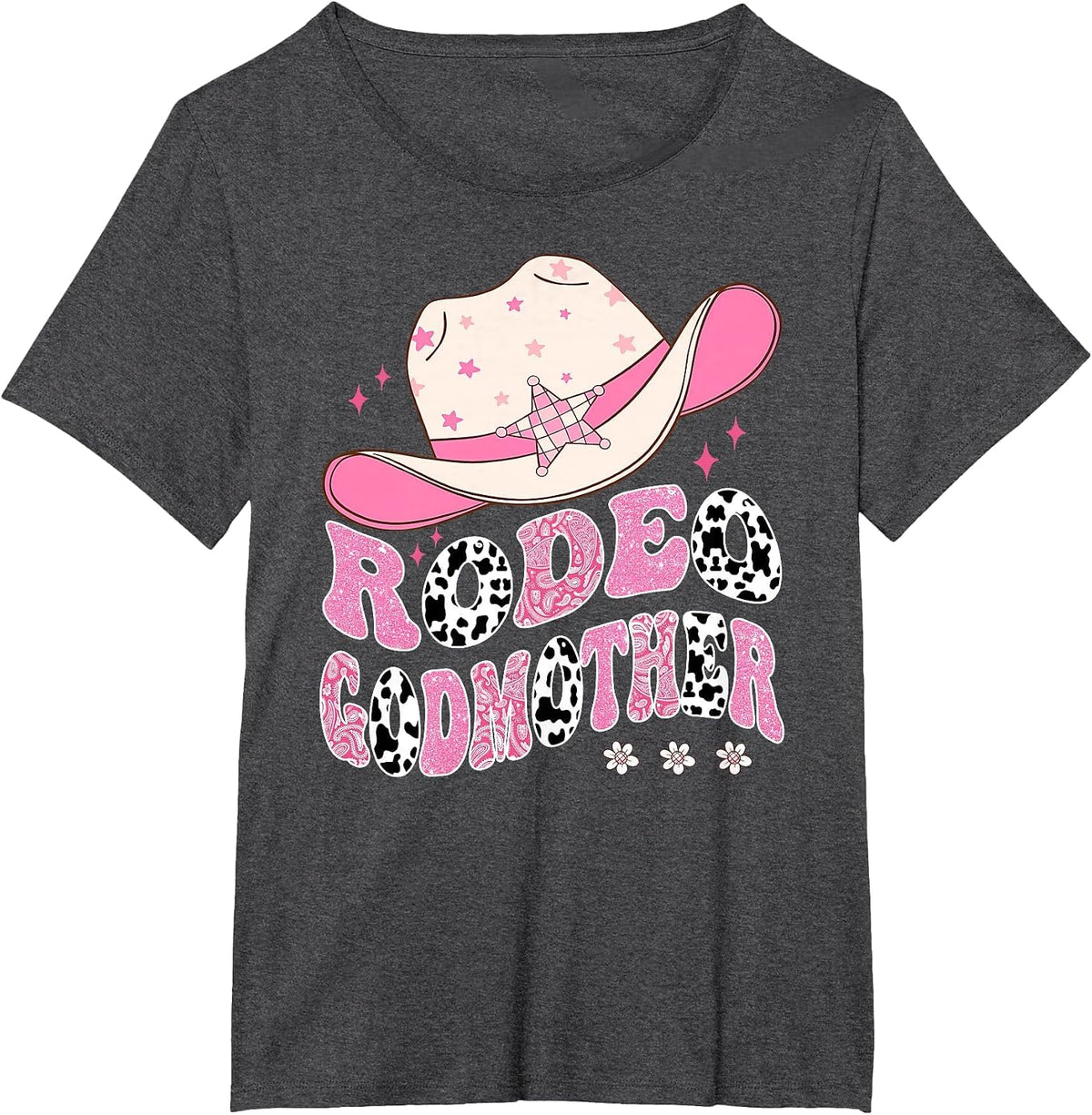 Rodeo Godmother Pink Cowgirl 1St Birthday Family Matching T-Shirt - Dark Heather Grey