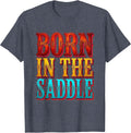 Born in the Saddle Western Women Cowgirl Design T-Shirt - Heather Blue