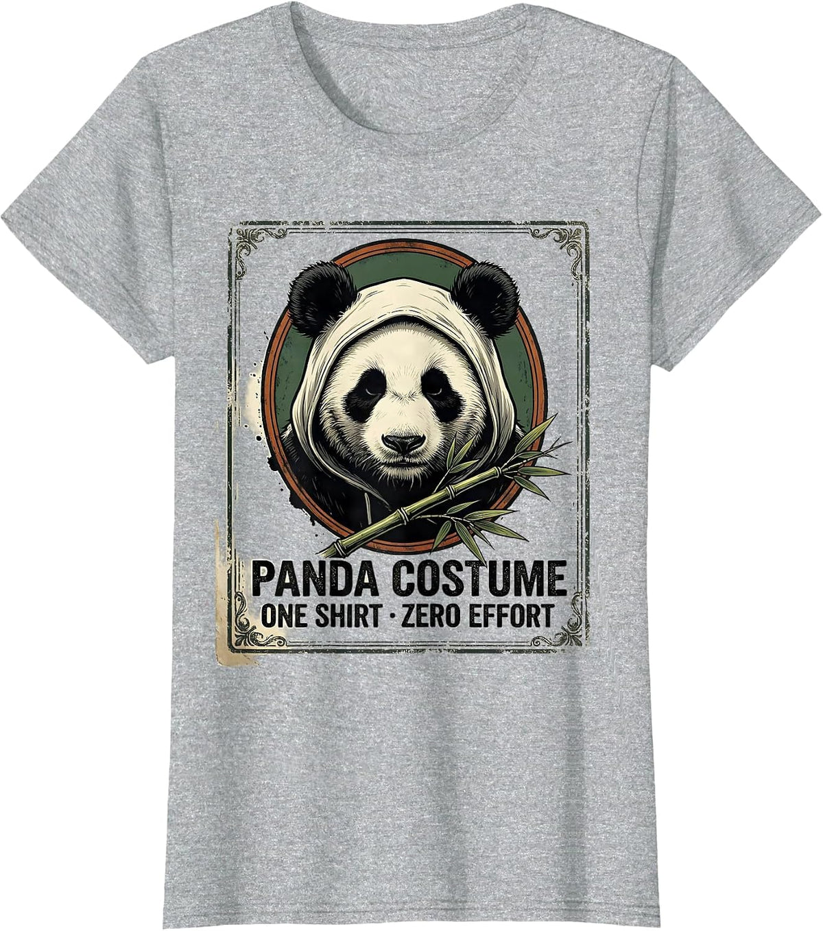 Women's Panda Costume: One Shirt, Zero Effort Vintage Funny Animal T-Shirt - Heather Grey