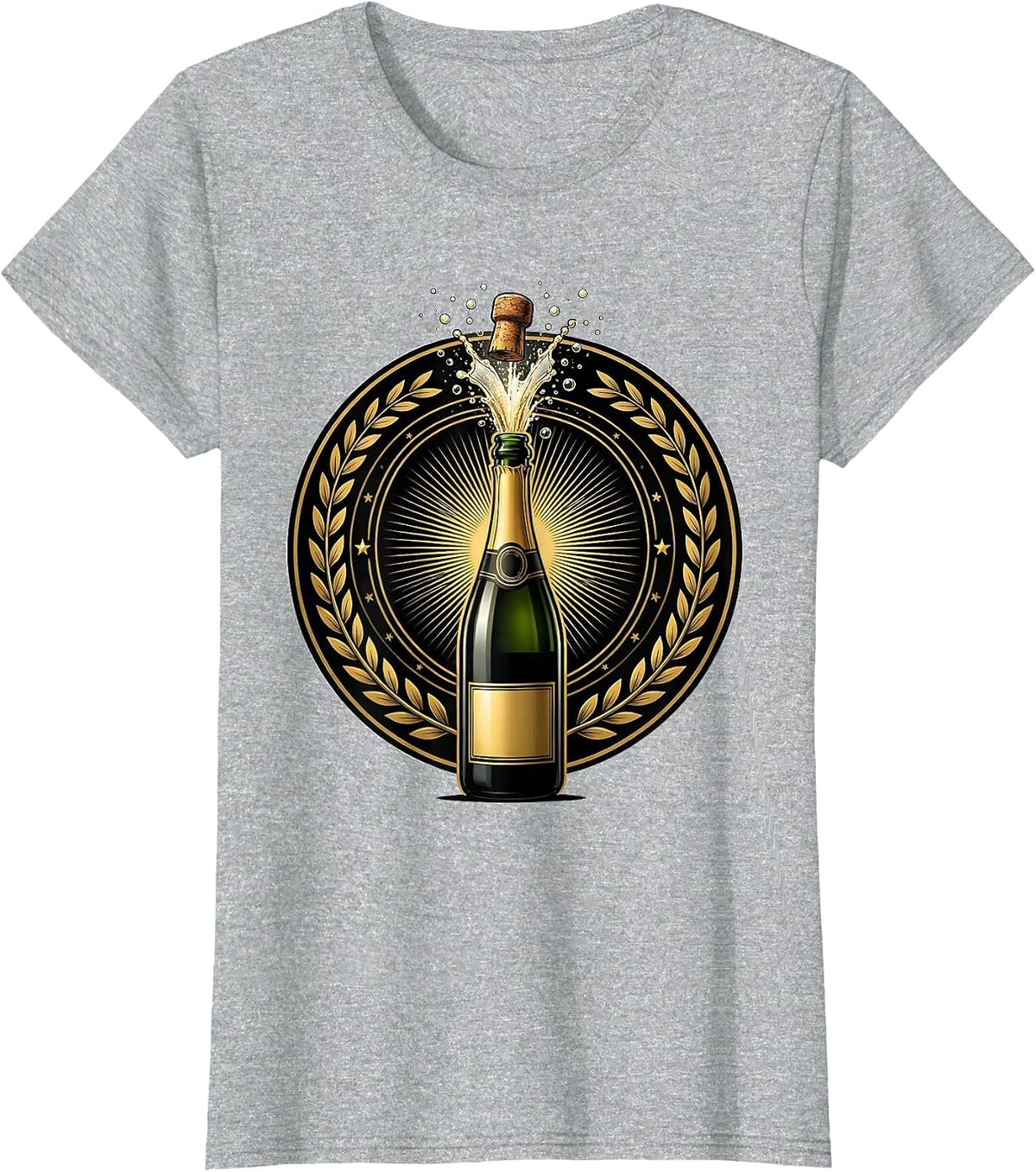 Happy Birthday Champagne Pop Celebration Graphic T-Shirt - Heather Grey