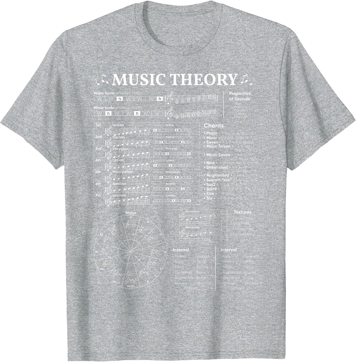 Music Theory Music Teacher Musician Learning School T-Shirt - Heather Grey