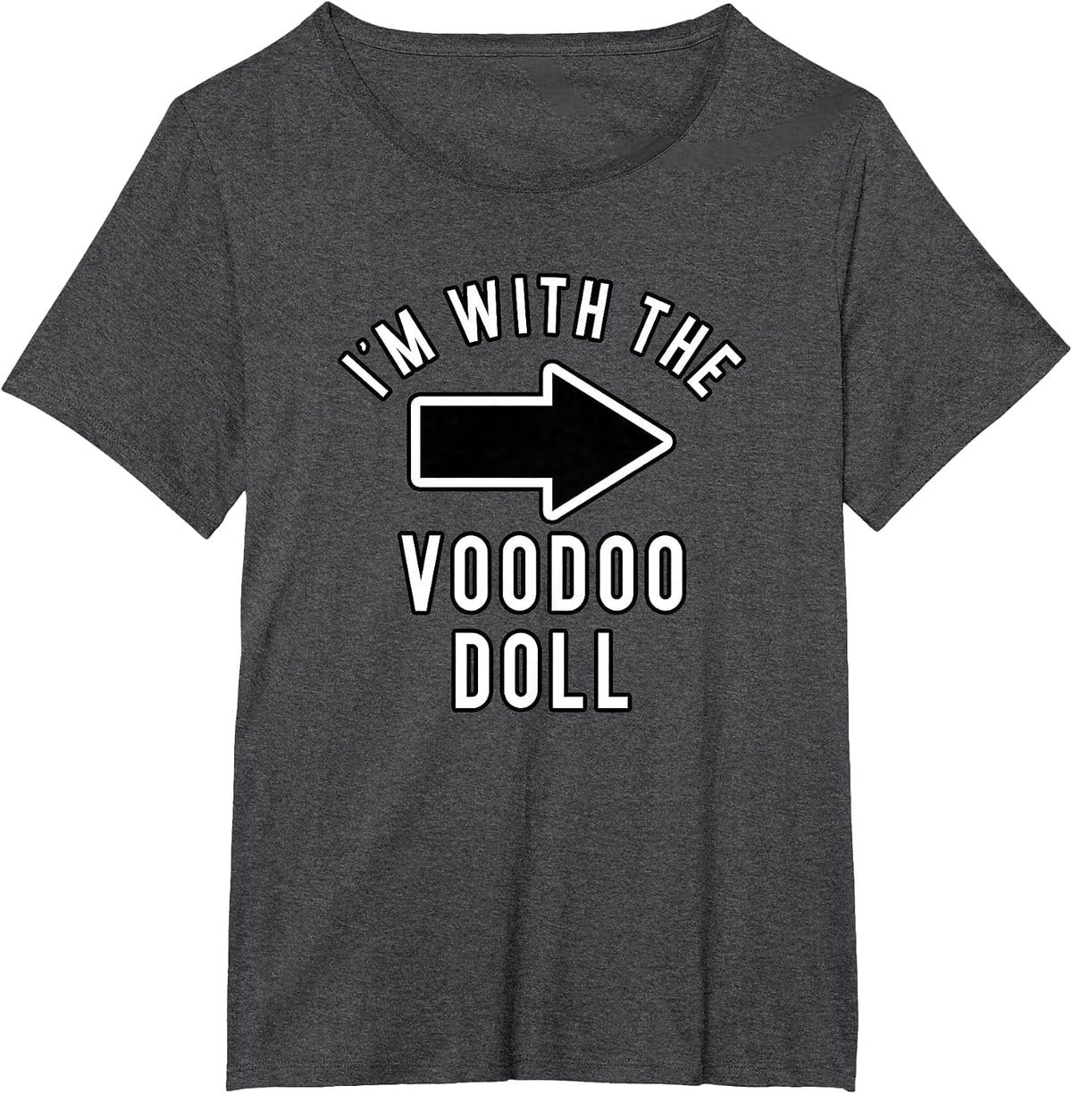 Couples Halloween Costume Shirts I'm with The Voodoo Doll T-Shirt - Dark Heather Grey