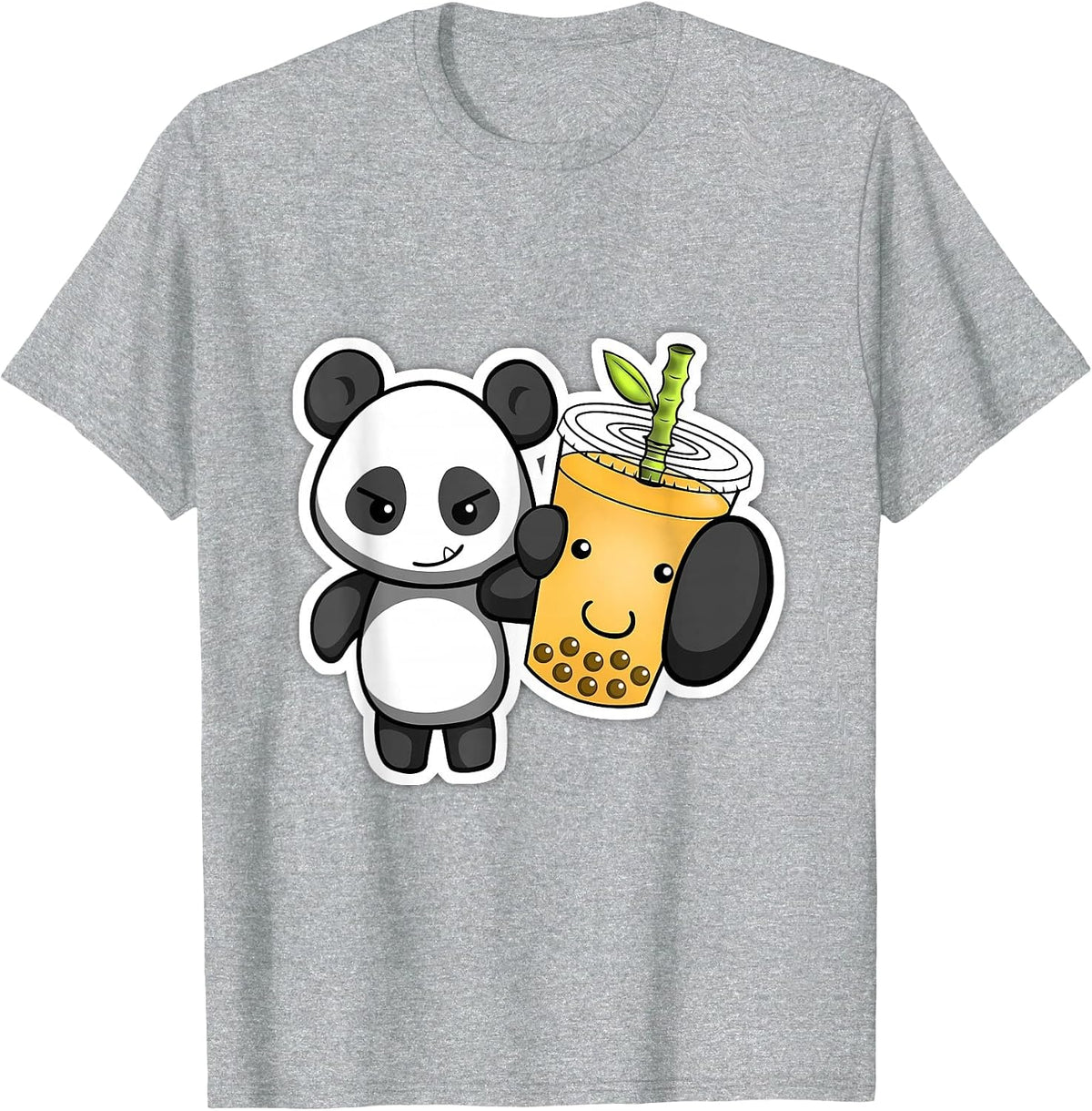 Panda Bear Bubble Boba Tea Woke Kawaii Anime Chinese Zodiac T-Shirt - Heather Grey