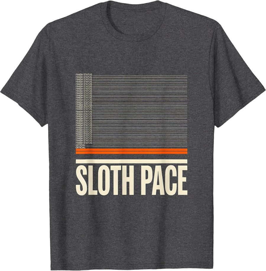 Men's Finish Status Sloth Pace Official Funny Sloth Lover Gift T-Shirt - Dark Heather Grey