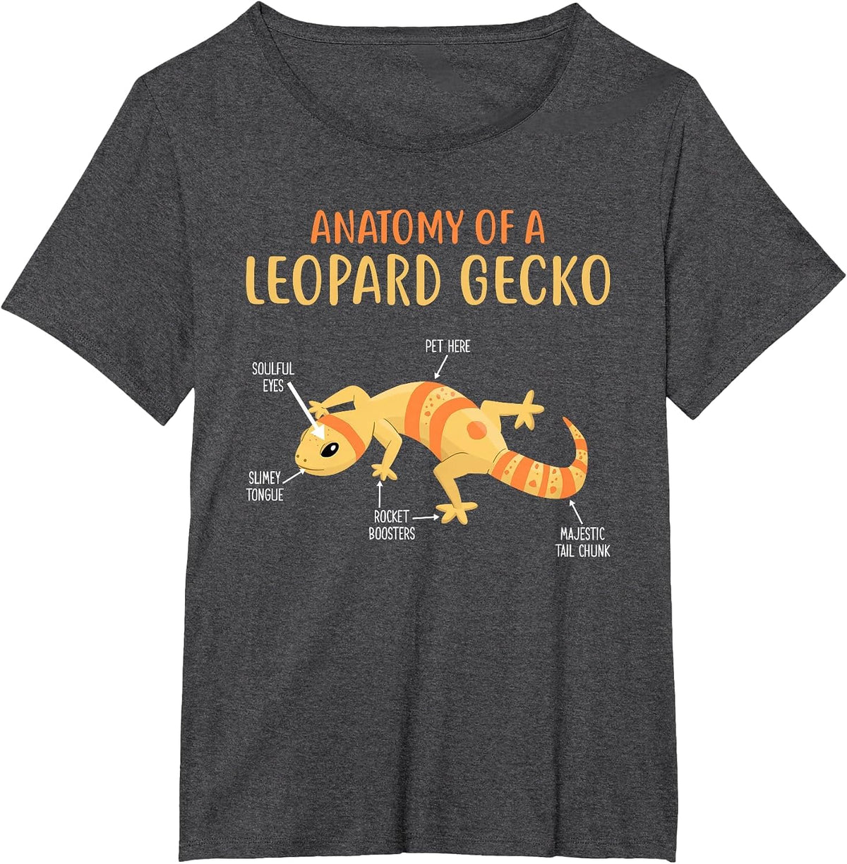 Anatomy of A Leopard Gecko Funny Reptiles Leopard Gecko T-Shirt - Dark Heather Grey