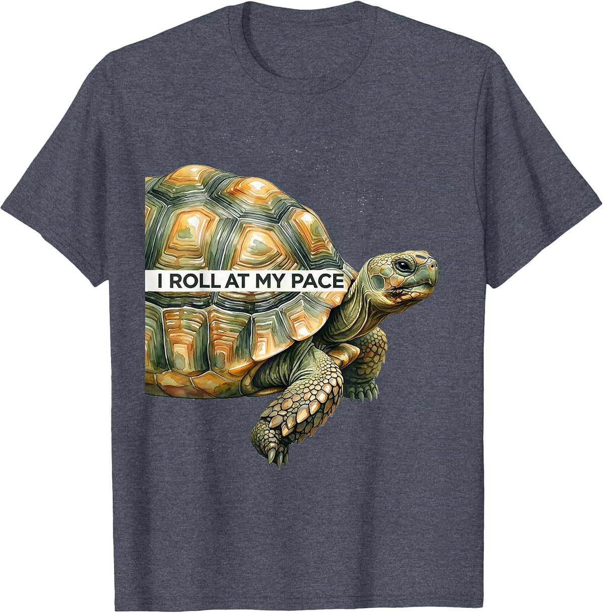 I Roll At My Pace Watercolor Turtle Lover Gift For Pet T-Shirt - Heather Blue