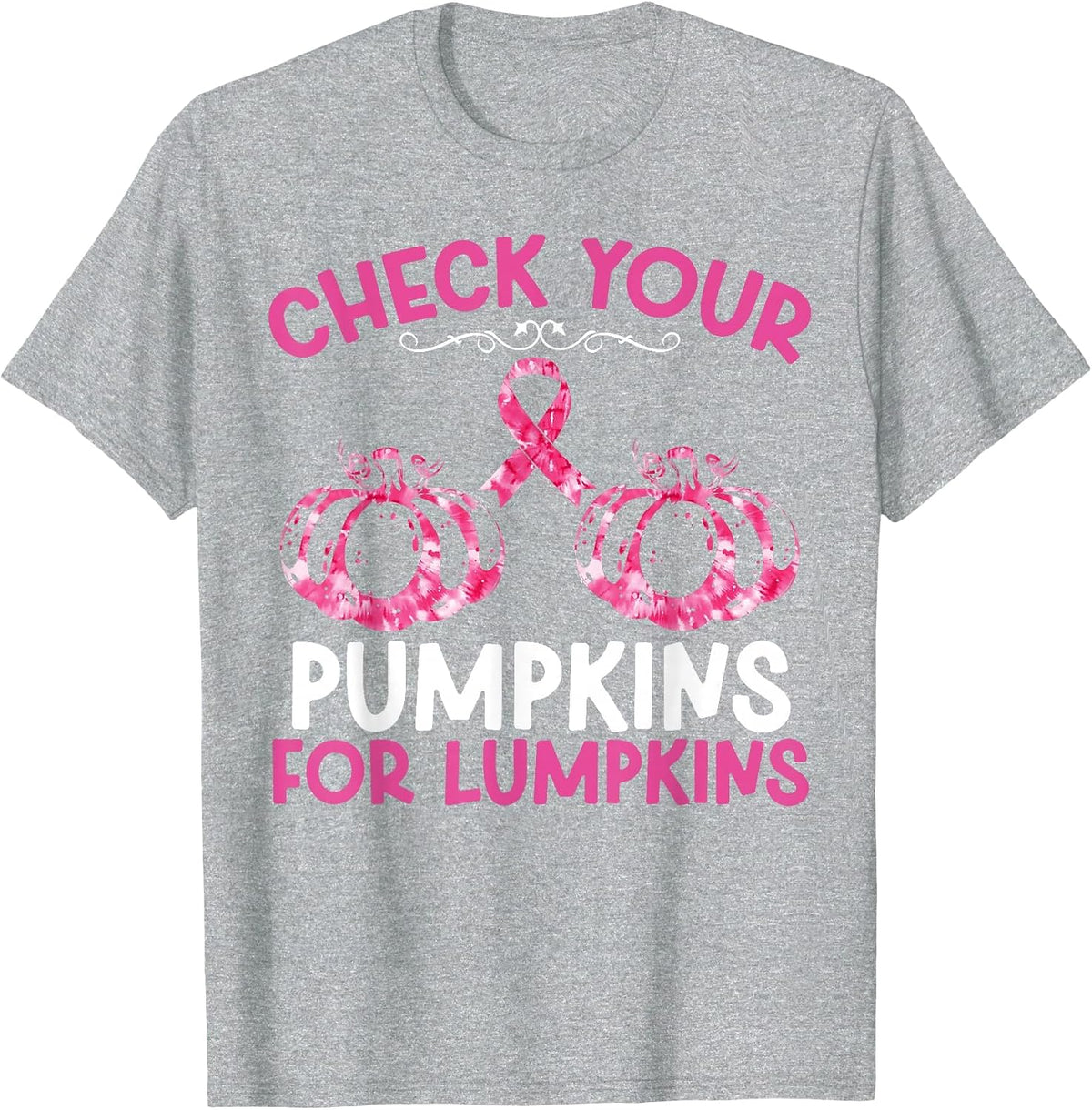 Check Your Pumpkins Breast Cancer Awareness Halloween Women T-Shirt - Heather Grey