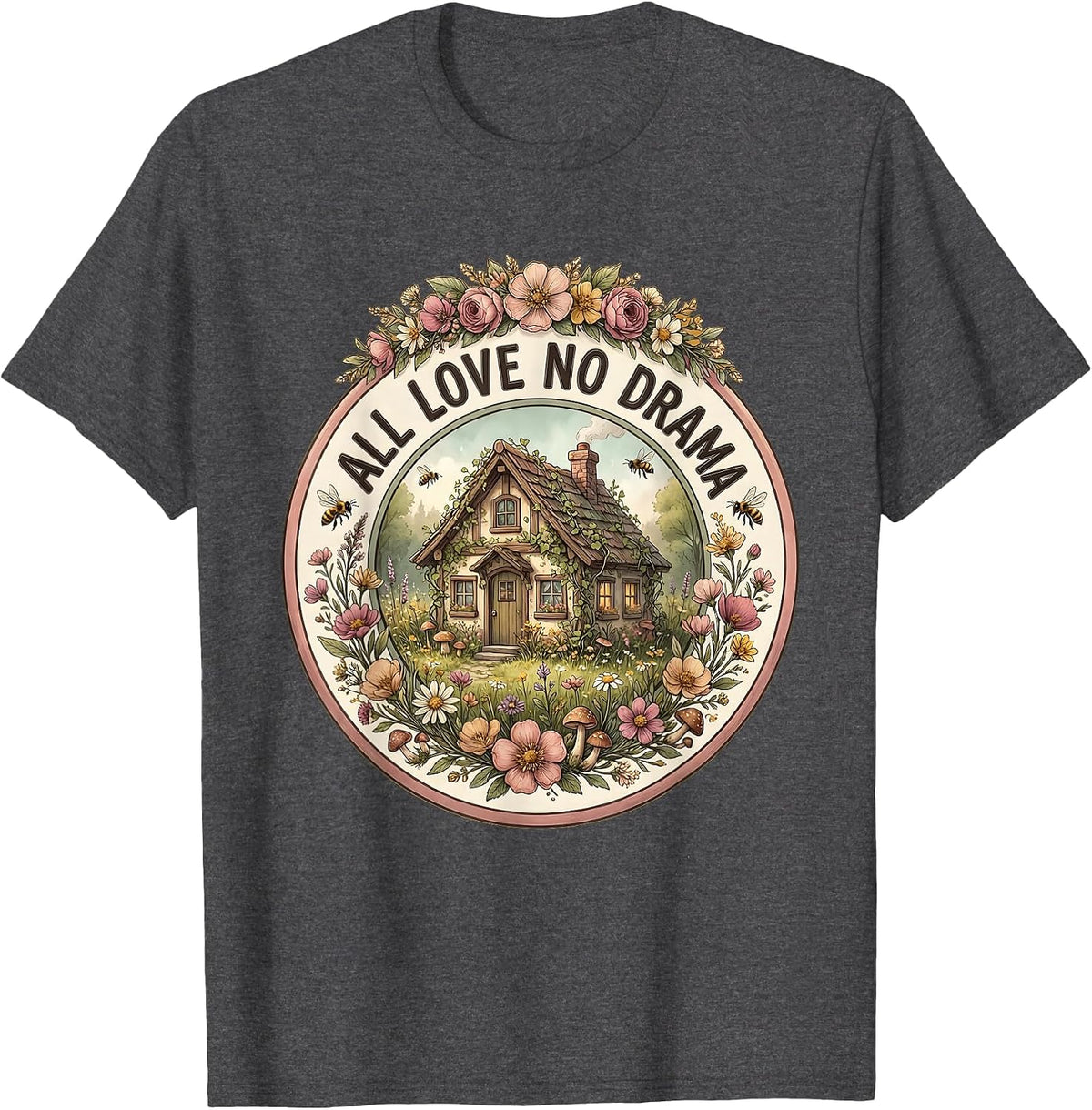 All Love No Drama Bride Wedding Design T-Shirt - Dark Heather Grey